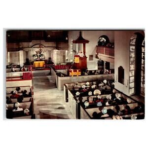 1958 Bruton Parish Church Williamsburg VA Interior Postcard Mirro-Krome